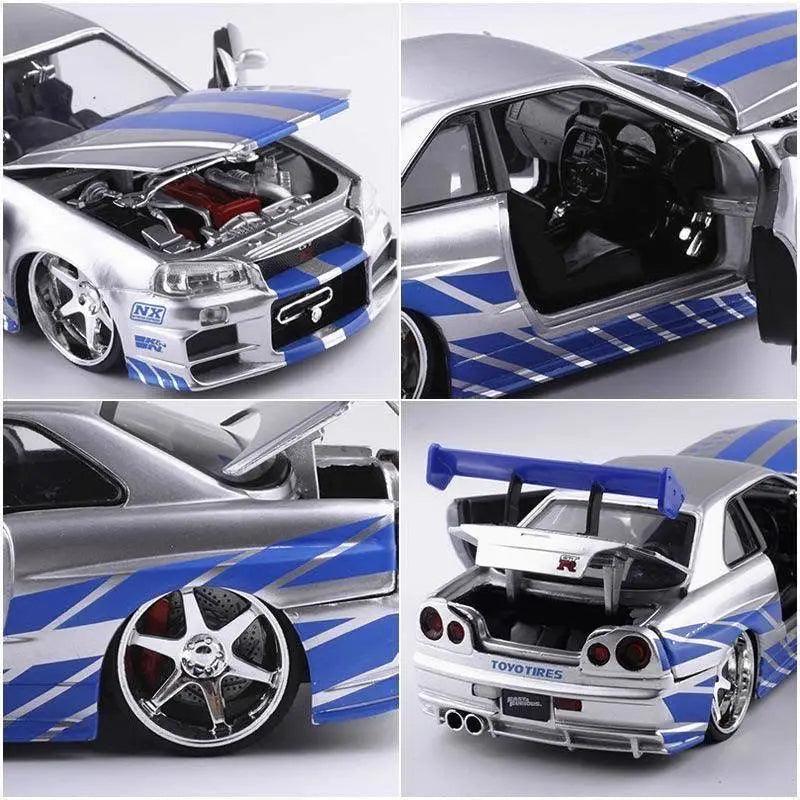 All Jada 1:24 Fast and Furious Nissan Skyline GTR R34 Diecast Metal Alloy Model Car Toys for Children Toy Gift Collection - YOURISHOP.COM