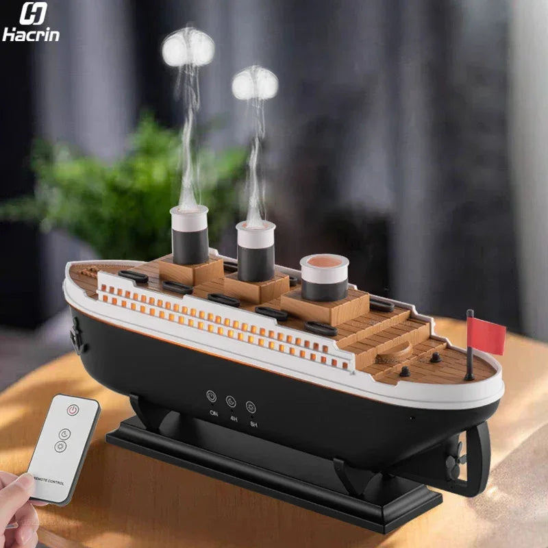 Aroma Humidifier Essential Oil Diffuser Aromatherapy Fragrance Diffuser for Home Ship Model Air Humidifier with Remote Control - YOURISHOP.COM