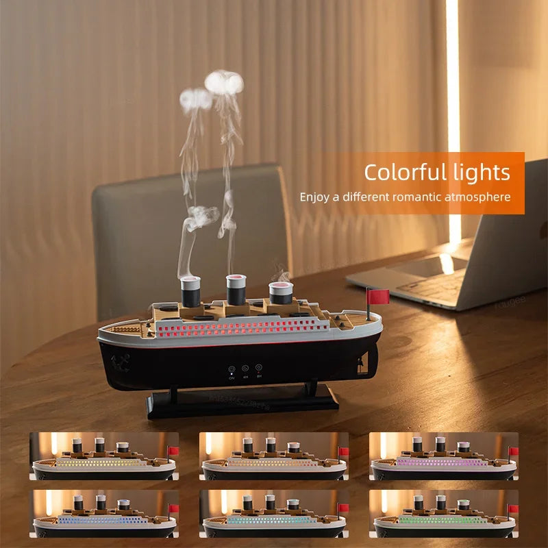 Aroma Humidifier Essential Oil Diffuser Aromatherapy Fragrance Diffuser for Home Ship Model Air Humidifier with Remote Control - YOURISHOP.COM