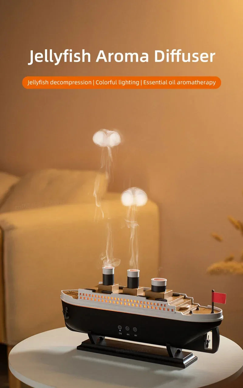Aroma Humidifier Essential Oil Diffuser Aromatherapy Fragrance Diffuser for Home Ship Model Air Humidifier with Remote Control - YOURISHOP.COM