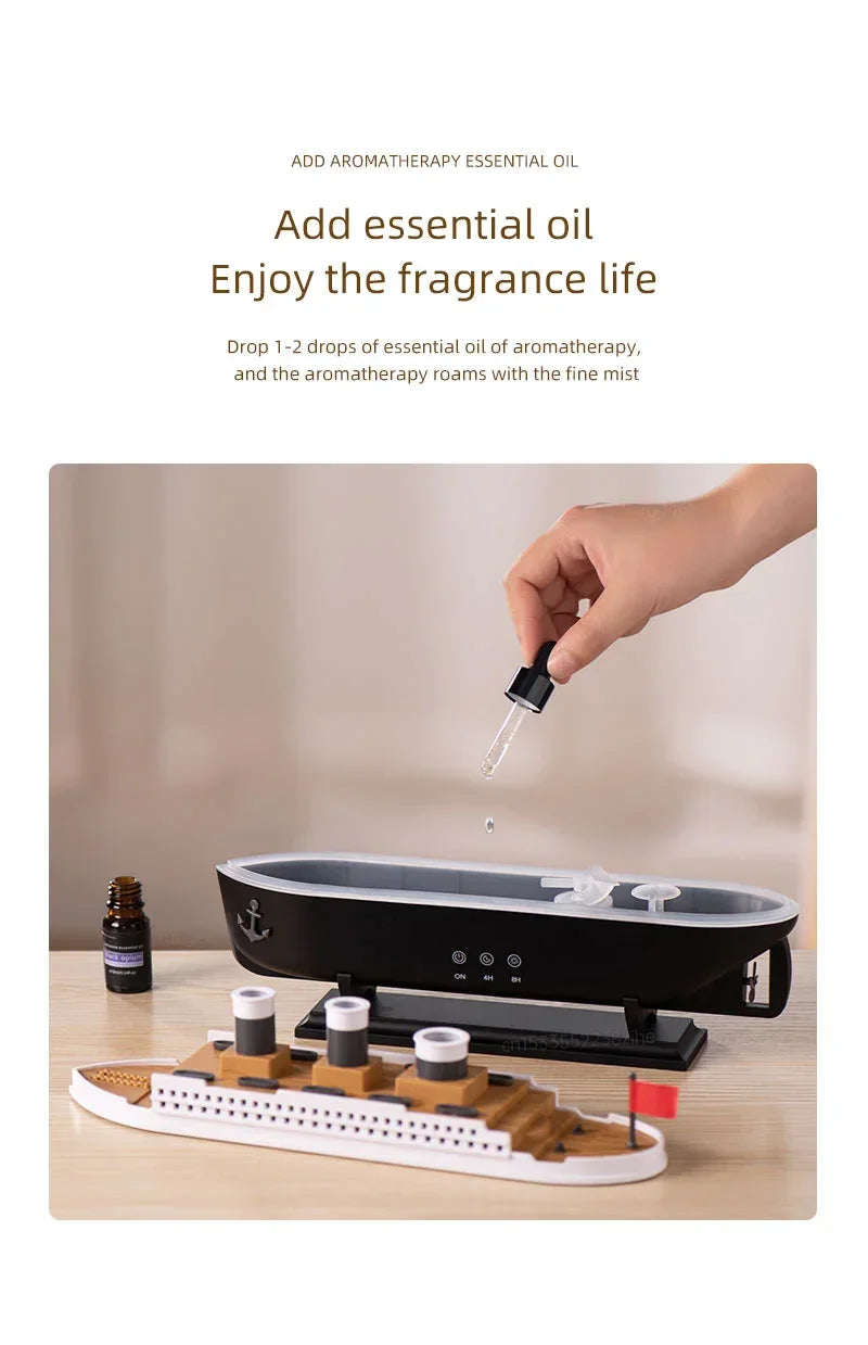 Aroma Humidifier Essential Oil Diffuser Aromatherapy Fragrance Diffuser for Home Ship Model Air Humidifier with Remote Control - YOURISHOP.COM