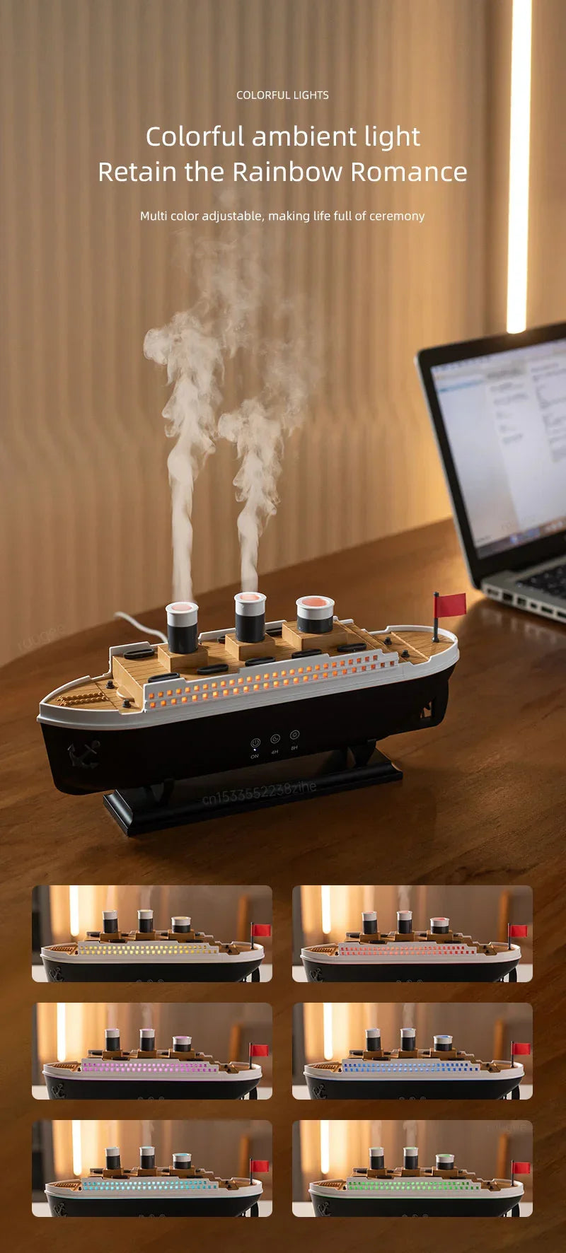 Aroma Humidifier Essential Oil Diffuser Aromatherapy Fragrance Diffuser for Home Ship Model Air Humidifier with Remote Control - YOURISHOP.COM