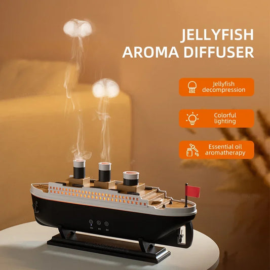 Aroma Humidifier Essential Oil Diffuser Aromatherapy Fragrance Diffuser for Home Ship Model Air Humidifier with Remote Control - YOURISHOP.COM
