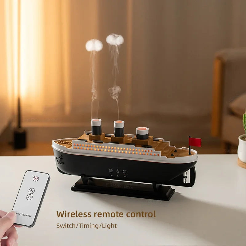 Aroma Humidifier Essential Oil Diffuser Aromatherapy Fragrance Diffuser for Home Ship Model Air Humidifier with Remote Control - YOURISHOP.COM