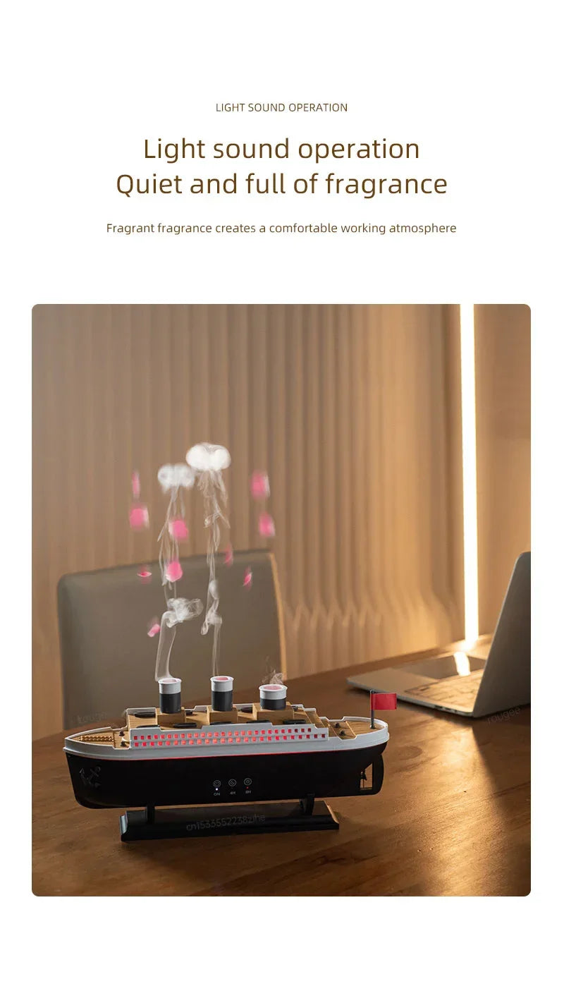 Aroma Humidifier Essential Oil Diffuser Aromatherapy Fragrance Diffuser for Home Ship Model Air Humidifier with Remote Control - YOURISHOP.COM