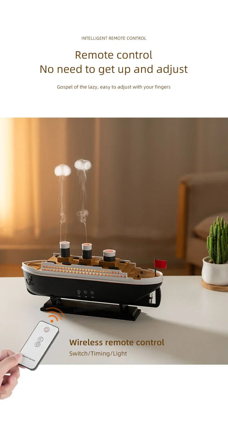 Aroma Humidifier Essential Oil Diffuser Aromatherapy Fragrance Diffuser for Home Ship Model Air Humidifier with Remote Control - YOURISHOP.COM