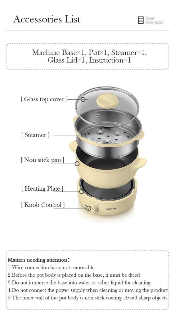 BEAR Cooking Pot DHG-B25Z2 | Multifunction like Hot Pot - YOURISHOP.COM