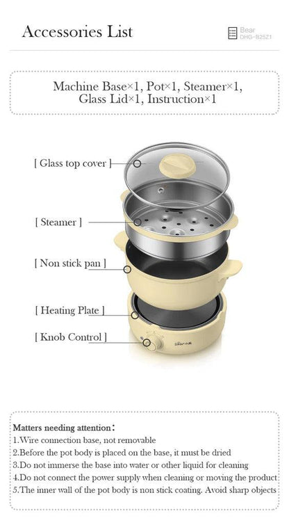 BEAR Cooking Pot DHG-B25Z2 | Multifunction like Hot Pot - YOURISHOP.COM