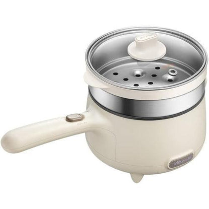 Bear Electric Cooking Pot with Steamer DRG-C12S1, 1.2L Stainless Steel Ramen Cooker, 2 in 1 Shabu Shabu Hot Pot, Multifunctional Cooker with Overheating Protection for Stew, Noodles-Beige - YOURISHOP.COM