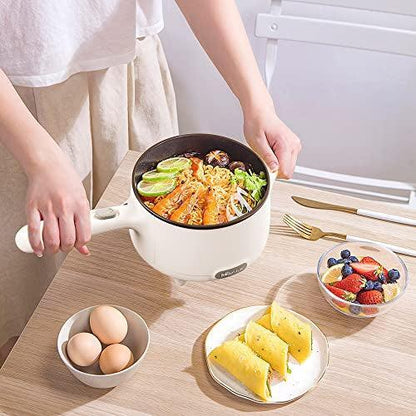 Bear Electric Cooking Pot with Steamer DRG-C12S1, 1.2L Stainless Steel Ramen Cooker, 2 in 1 Shabu Shabu Hot Pot, Multifunctional Cooker with Overheating Protection for Stew, Noodles-Beige - YOURISHOP.COM