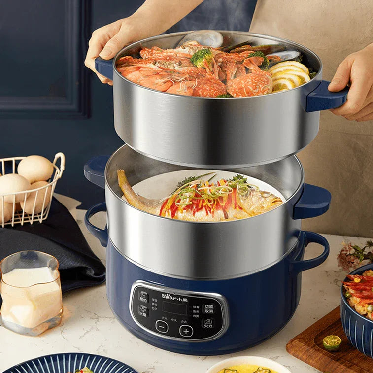 Bear Electric Steamer DZG-D80J4 | 24CM | Two-Layers | Stainless Steel | Hot Pot - YOURISHOP.COM