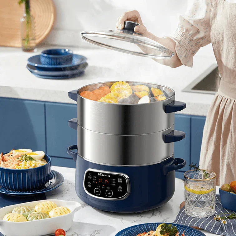 Bear Electric Steamer DZG-D80J4 | 24CM | Two-Layers | Stainless Steel | Hot Pot - YOURISHOP.COM