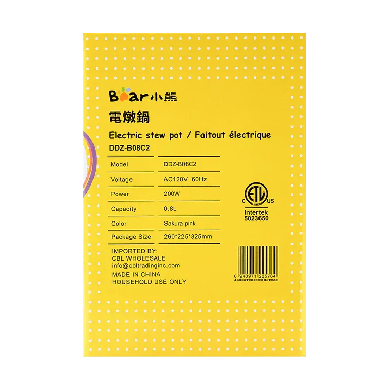 BEAR Stew Pot DDZ-B08C2 | Mini | Ceramic | Electric | 27oz - YOURISHOP.COM