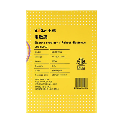 BEAR Stew Pot DDZ-B08C2 | Mini | Ceramic | Electric | 27oz - YOURISHOP.COM