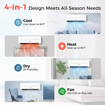 Blast Series 12000 BTU 20 SEER2 115V Ductless Mini Split Air Conditioner and Heater - YOURISHOP.COM