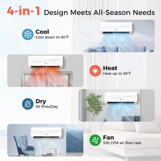 Blast Series 12000 BTU 20 SEER2 115V Ductless Mini Split Air Conditioner and Heater - YOURISHOP.COM