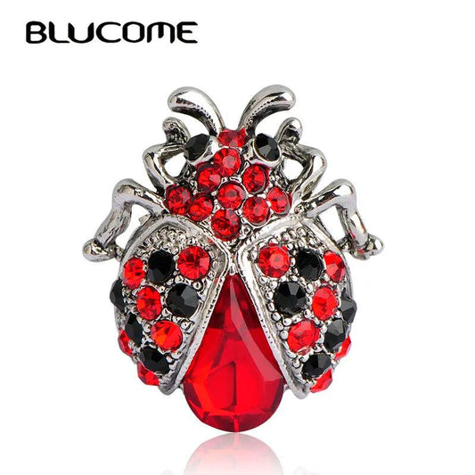 Blucome Vintage Red Crystals Ladybug Brooches For Woman Kids Suit Hats Scarf Brooch Clip Pins Insects Jewelry Small Size Corsage - YOURISHOP.COM