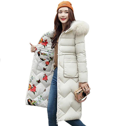 Both Two Sides Can Be Wore 2019 Women Winter Jacket New Arrival With Fur Hooded Long Coat Cotton Padded Warm Parka Womens Parkas - YOURISHOP.COM