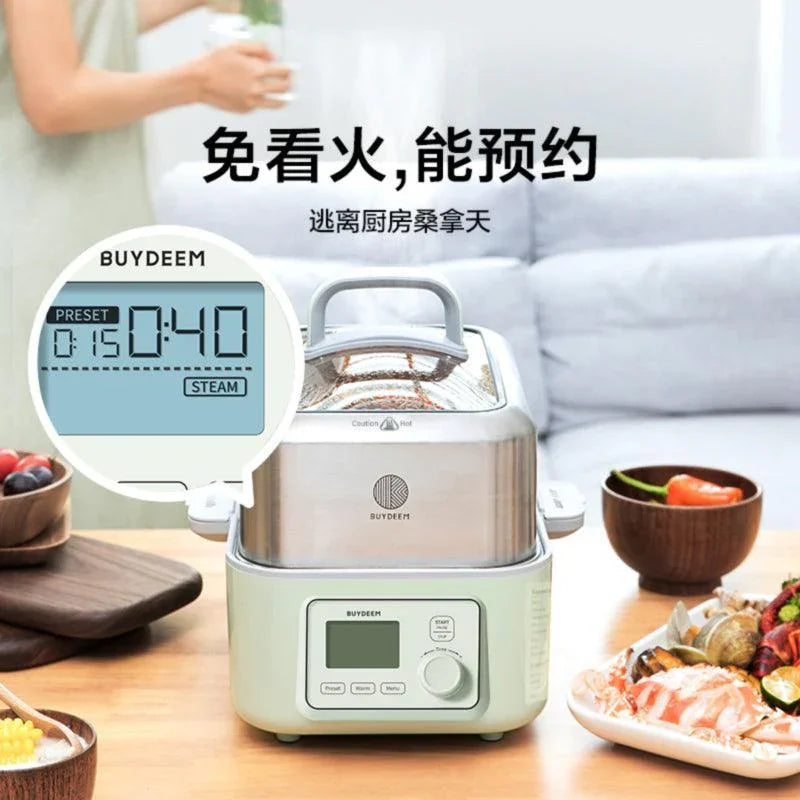 BUYDEEM G553 5-Quart Electric Food Steamer for Cooking, Cozy Greenish, 1500W - YOURISHOP.COM