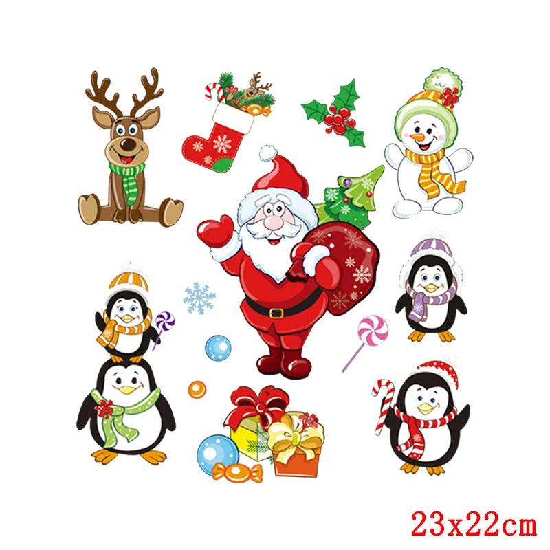 Cartoon Santa Claus Patches Christmas Thermo Stickers On Clothes DIY Christmas Patches Heat Transfer Sticker Christma Deer Cars - YOURISHOP.COM