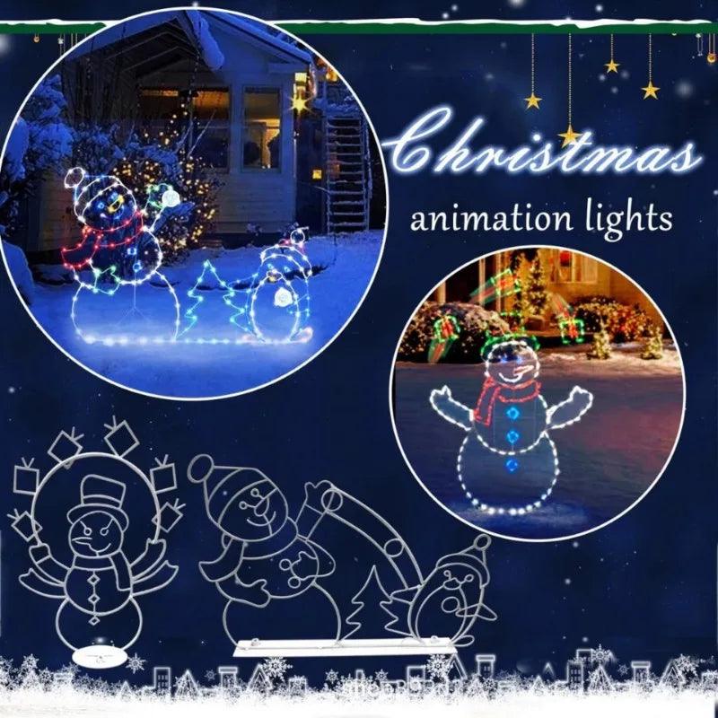 Christmas Decorative Lights String Wrought Iron Luminous Snowman Christmas Tree Decorations Outdoor Garden Decorative Signs - YOURISHOP.COM