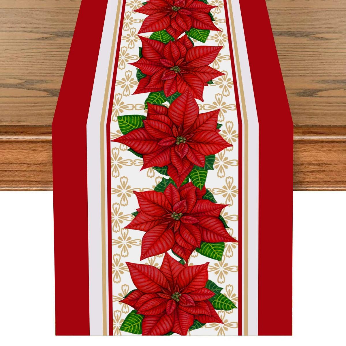 Christmas Polyester Table Runner Merry Christmas Decoration For Home 2023 Xmas Gifts Navidad Noel New Year 2024 Natal Tablecloth - YOURISHOP.COM