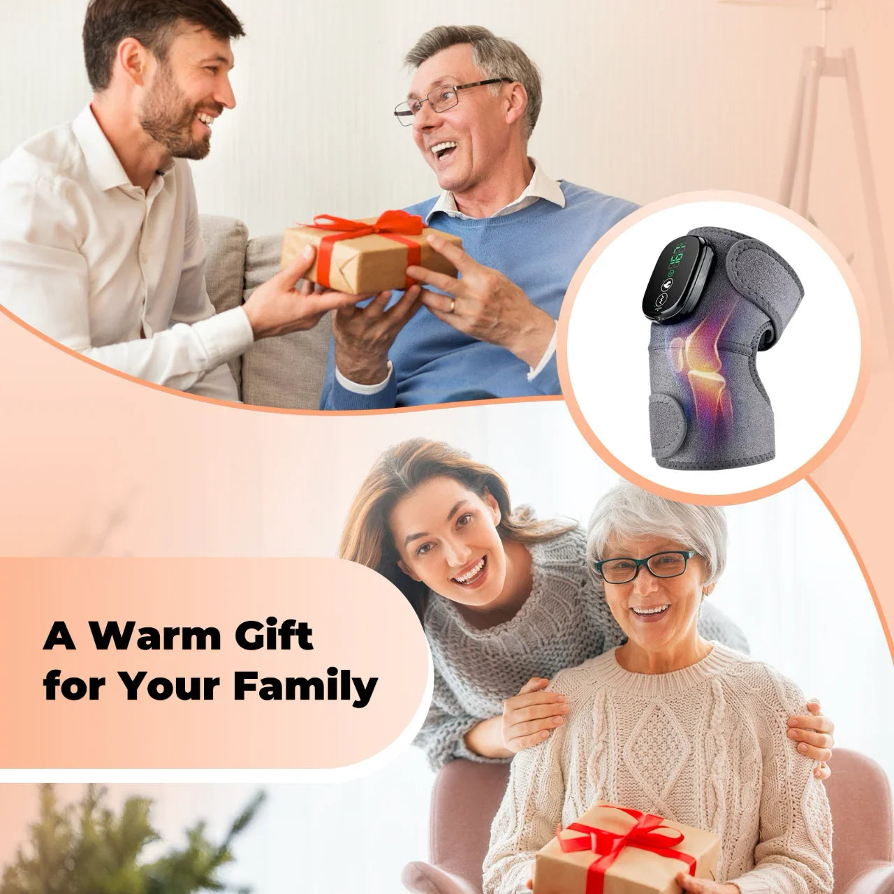Cordless Heated Massager for Knee Shoulder Elbow, Heating Knee Brace With Vibration for Relaxing Knee Shoulder Elbow, 3 Adjustable Intensity and Temperature With Extension Strip - YOURISHOP.COM