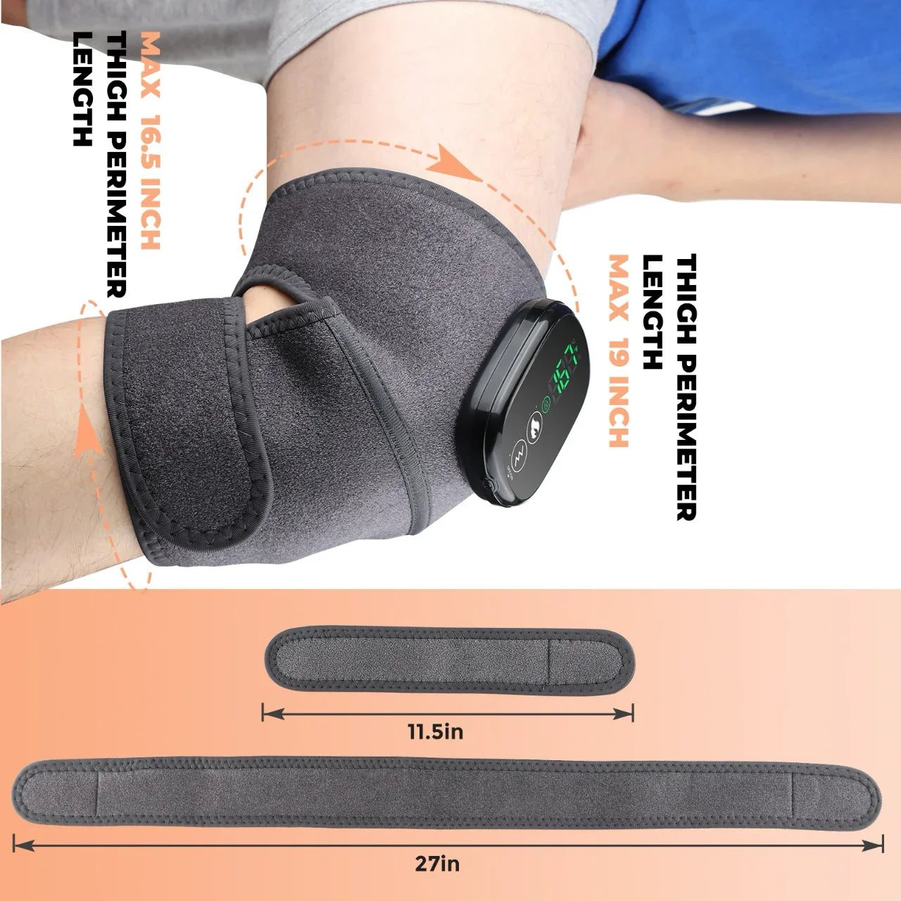 Cordless Heated Massager for Knee Shoulder Elbow, Heating Knee Brace With Vibration for Relaxing Knee Shoulder Elbow, 3 Adjustable Intensity and Temperature With Extension Strip - YOURISHOP.COM