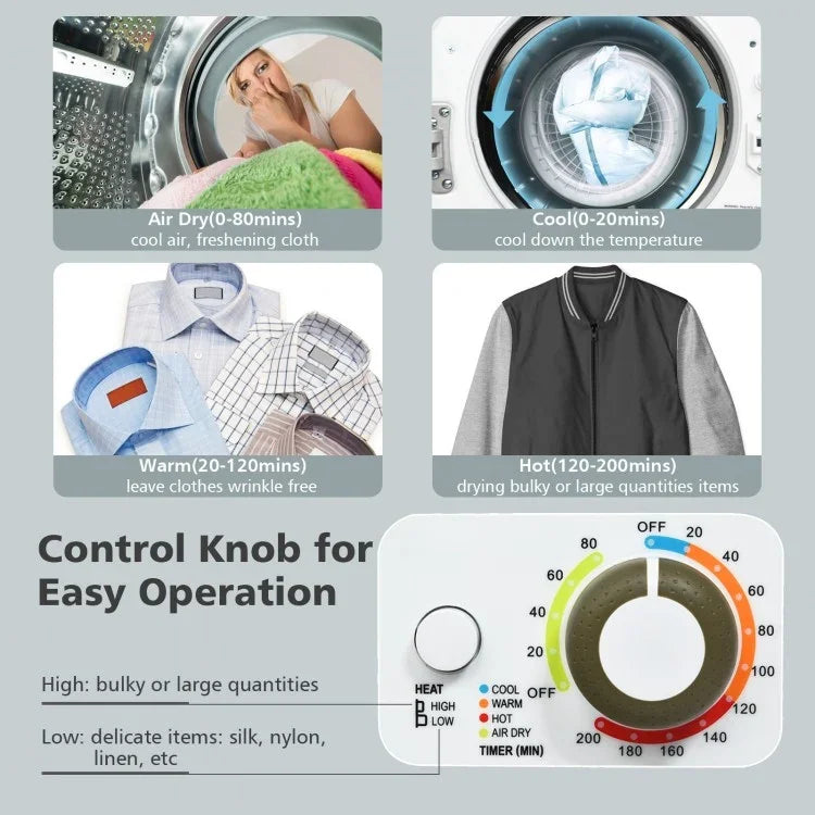 Costway 1.5 cuft Stainless Steel Drum Wall-mounted Dryer | Compact and Efficient | Yourishop.com - YOURISHOP.COM