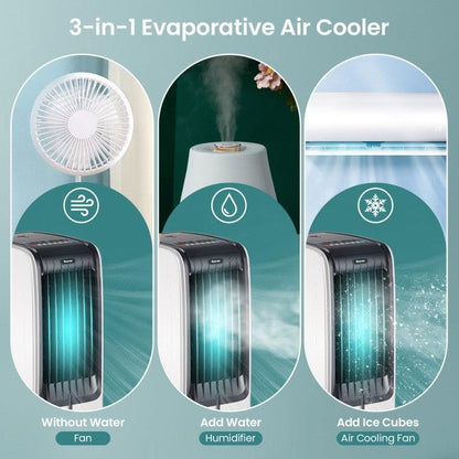 Costway air cooler EP23430 | 6 L large-capacity water tank| Cooling Evaporative Fan with 3-Speed| 8H Timer Function - YOURISHOP.COM