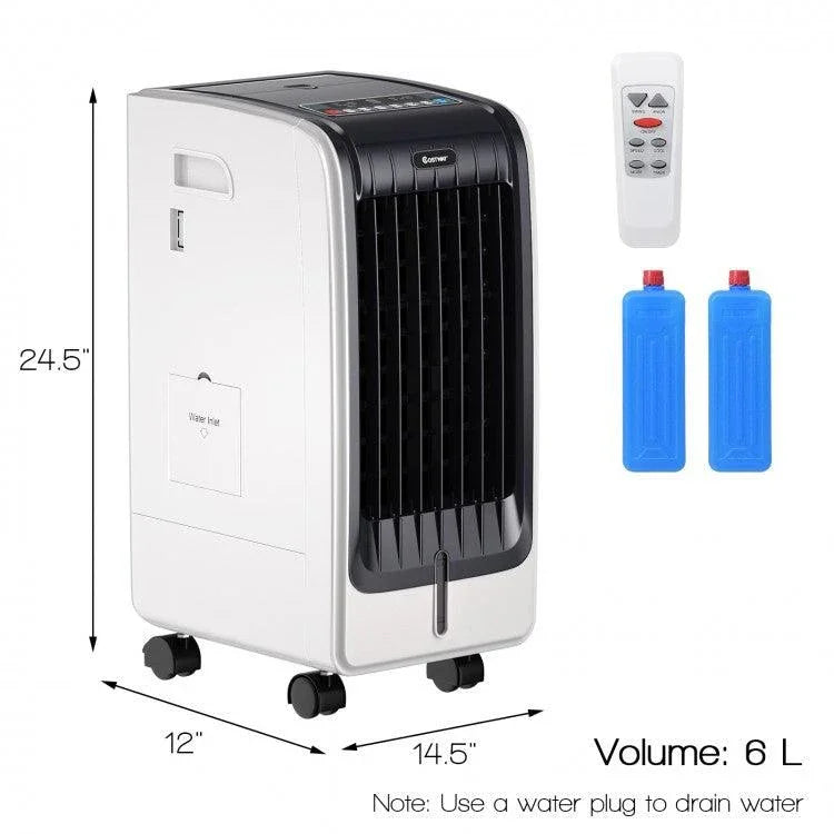 Costway air cooler EP23430 | 6 L large-capacity water tank| Cooling Evaporative Fan with 3-Speed| 8H Timer Function - YOURISHOP.COM