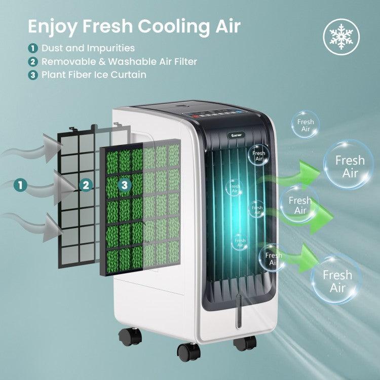 Costway air cooler EP23430 | 6 L large-capacity water tank| Cooling Evaporative Fan with 3-Speed| 8H Timer Function - YOURISHOP.COM