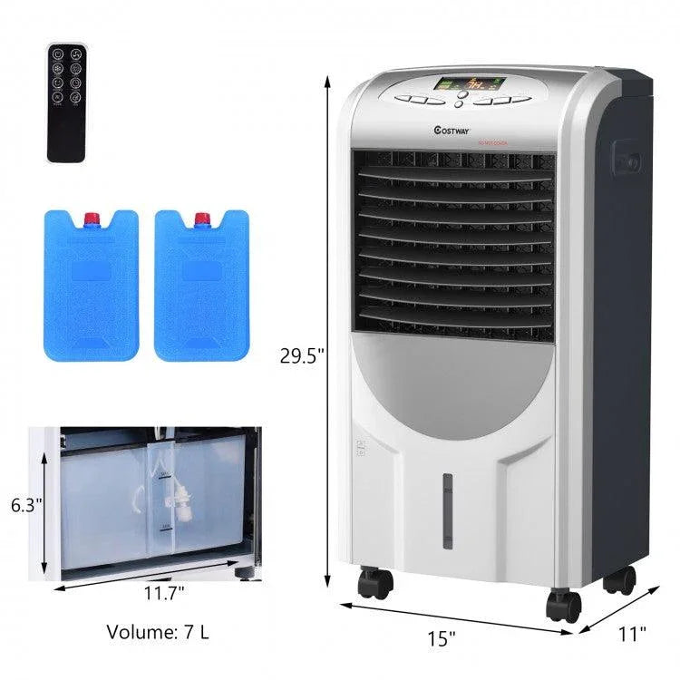 [Costway EP23664B] Portable Air Cooler Fan with Heater and Humidifier Function - YOURISHOP.COM