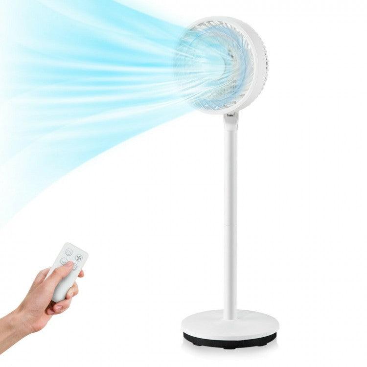 COSTWAY ES10088US-WHA 9 Inch Portable Oscillating Pedestal Floor Fan with Adjustable Heights and Speeds - YOURISHOP.COM