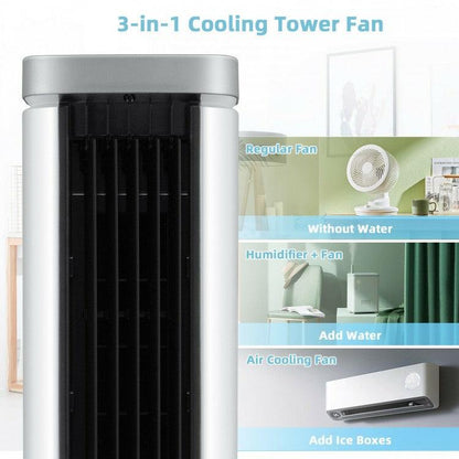 [Costway ES10101US-WH] Portable Evaporative Air Cooler| 3-In-1 Functions| 5L Water Tank| 1-7H Timer - YOURISHOP.COM