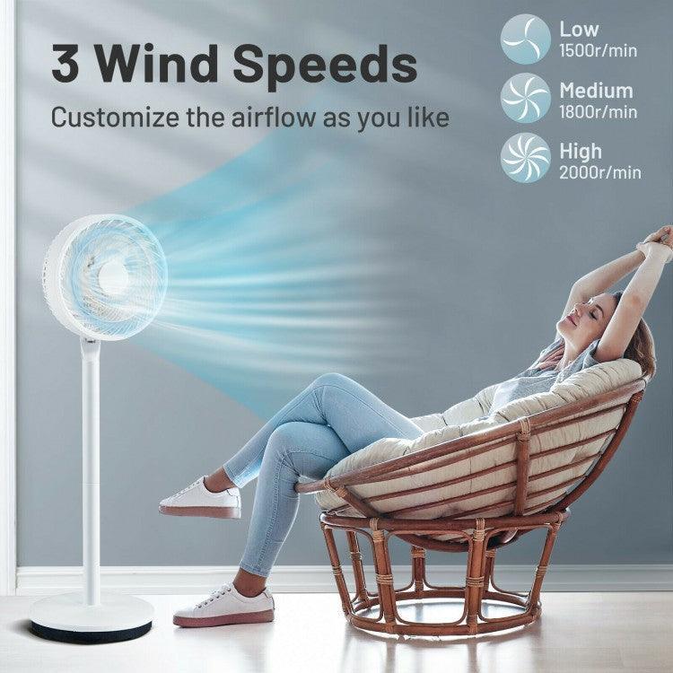 COSTWAY Fan ES10088US-WHA | 9 Inch | Portable Oscillating Pedestal Floor Fan with Adjustable Heights and Speeds - YOURISHOP.COM