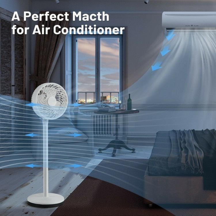 COSTWAY Fan ES10088US-WHA | 9 Inch | Portable Oscillating Pedestal Floor Fan with Adjustable Heights and Speeds - YOURISHOP.COM