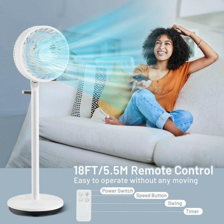 COSTWAY Fan ES10088US-WHA | 9 Inch | Portable Oscillating Pedestal Floor Fan with Adjustable Heights and Speeds - YOURISHOP.COM
