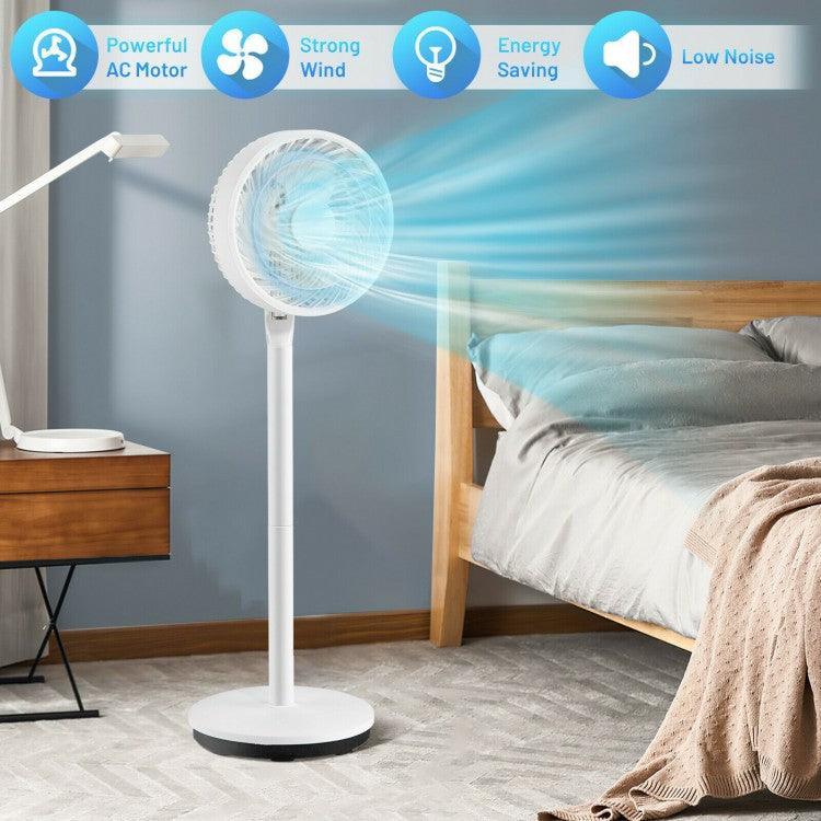 COSTWAY Fan ES10088US-WHA | 9 Inch | Portable Oscillating Pedestal Floor Fan with Adjustable Heights and Speeds - YOURISHOP.COM