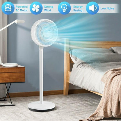 COSTWAY Fan ES10088US-WHA | 9 Inch | Portable Oscillating Pedestal Floor Fan with Adjustable Heights and Speeds - YOURISHOP.COM