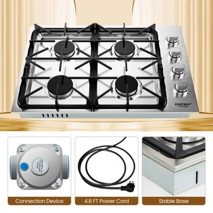 Costway Gas Cooktop CGC430, with 4/6 Powerful Burners and ABS Knobs，30/36 Inch - YOURISHOP.COM