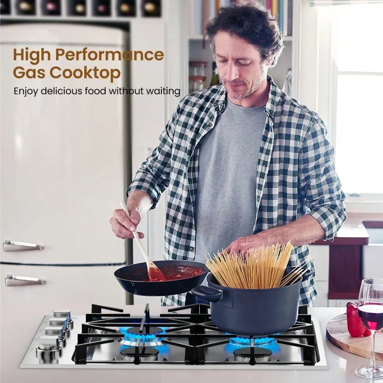 Costway Gas Cooktop CGC430, with 4/6 Powerful Burners and ABS Knobs，30/36 Inch - YOURISHOP.COM