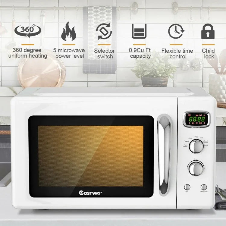 Costway Microwave Oven EP24453 | 0.9 Cu.ft | Retro Countertop | Compact | Yourishop.com - YOURISHOP.COM