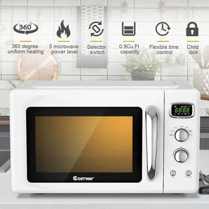 Costway Microwave Oven EP24453 | 0.9 Cu.ft | Retro Countertop | Compact | Yourishop.com - YOURISHOP.COM