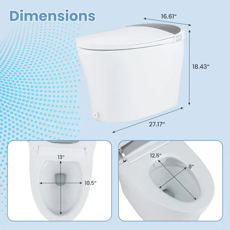 Costway Smart Toilet BA8182US, One-Piece, 1.28 GPF, Elongated size, Night Light - YOURISHOP.COM