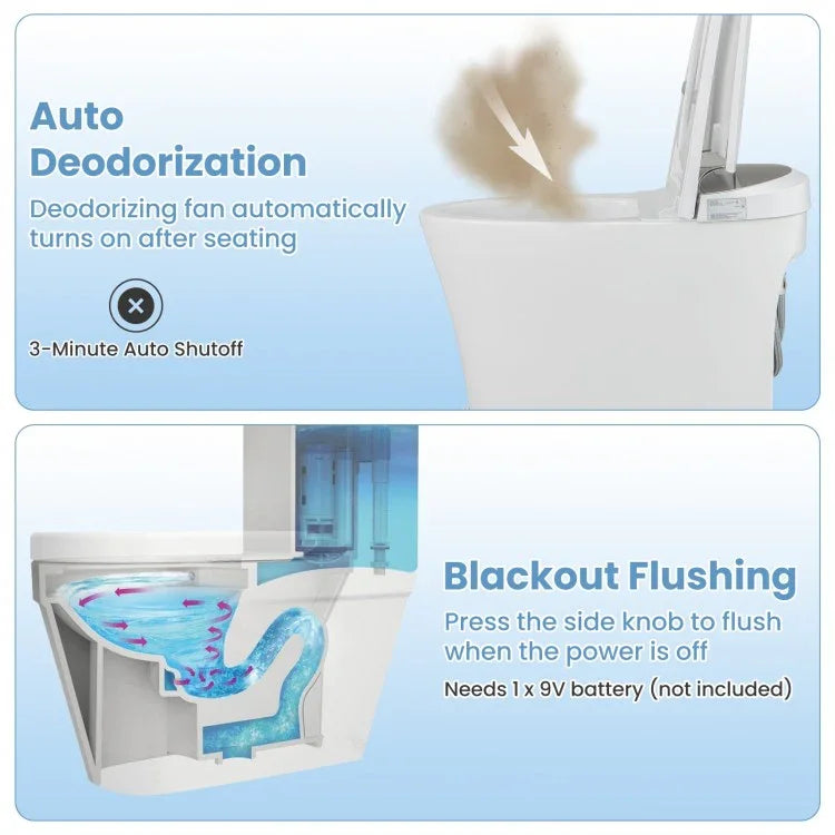 Costway Smart Toilet BA8182US, One-Piece, 1.28 GPF, Elongated size, Night Light - YOURISHOP.COM