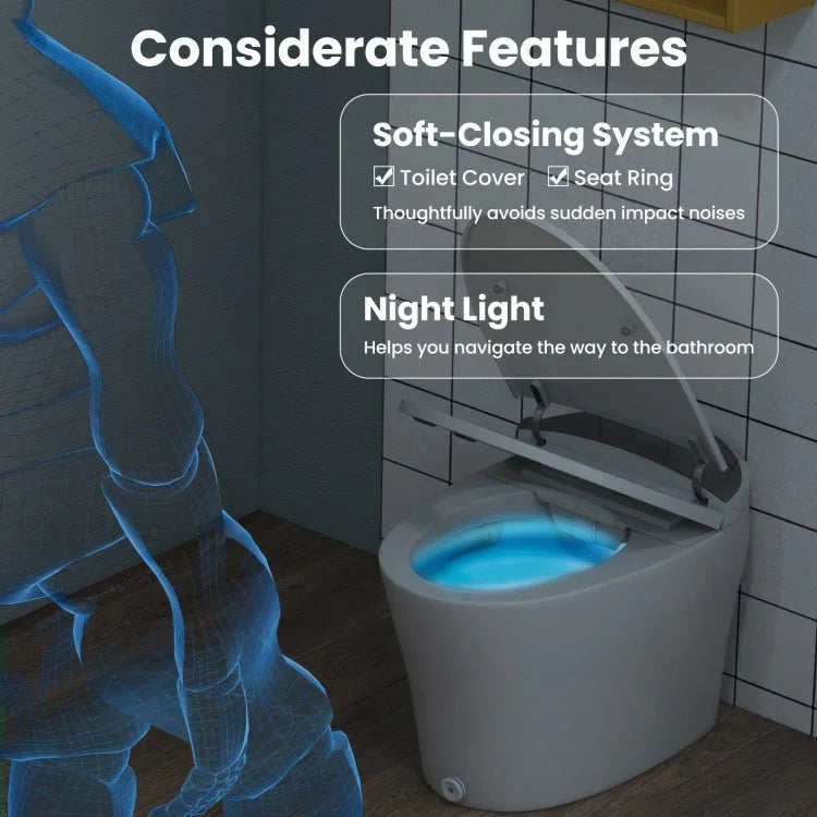 Costway Smart Toilet BA8182US, One-Piece, 1.28 GPF, Elongated size, Night Light - YOURISHOP.COM