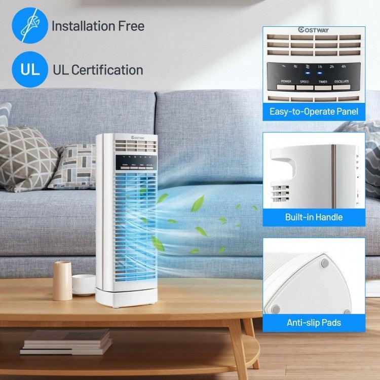 Costway Tower Fan ES10037US| 14 Inch| Mini| Oscillating| 3 Speed and Timer| Electric Desk Fan - YOURISHOP.COM