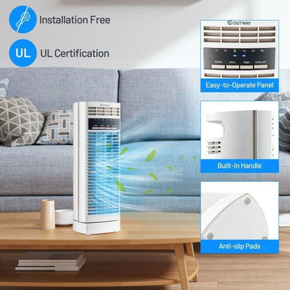 Costway Tower Fan ES10037US| 14 Inch| Mini| Oscillating| 3 Speed and Timer| Electric Desk Fan - YOURISHOP.COM