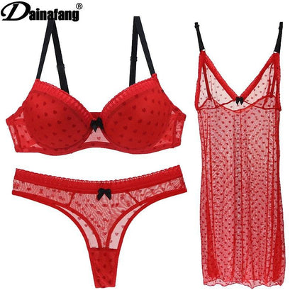DAINAFANG Brand Lingerie 36/80 38/85 40/90 42/95 BC Cup Bra and Brief Sexy Clothes Nightgown Underwear Sets Panties For Womens - YOURISHOP.COM